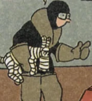 Tintin wearing Linbergski's uniform as seen in the book series