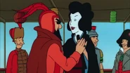 Rastapopoulos in disguise was dancing with an entertainer.