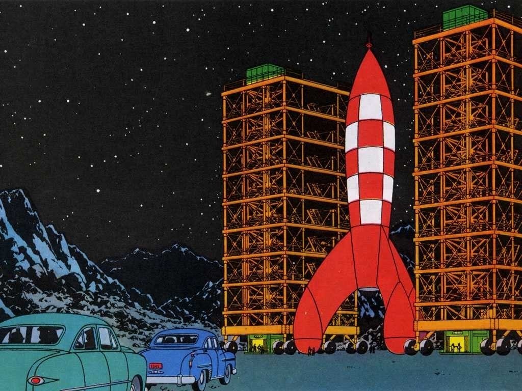 Fusée Tintin lunaire - fusée de Tintin 114 cm (1986) - Tin Tin