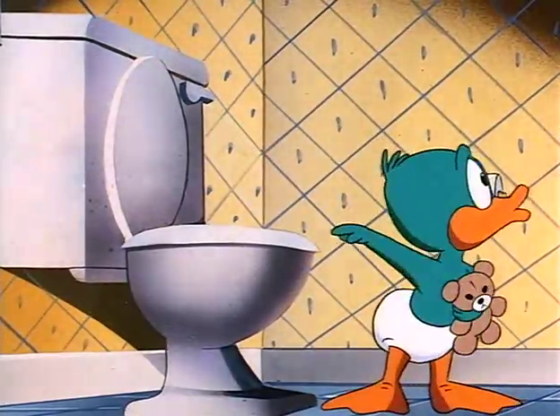 Cartoon Little Daisy acudiendo Alfombrilla Casa la puerta del baño