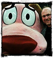 David Cohen with the Courage the Cowardly Dog mascot