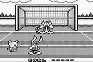 Buster, Hamton, and Furrball in the soccer event of the Game Boy version of Wacky Sports