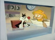 Porky and Sylvester in a rather flooded booth in The Acme Bowl