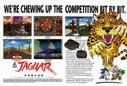 A magazine ad for Tiny Toon Adventures and other Atari Jaguar games, featuring Mario, Yoshi, and Sonic being hunted by the Atari Jaguar