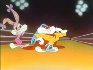 Babs as Mata Harey with Buster as the Masked Marauder