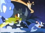 Furrball chased by a herd of animals