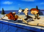 Grovely and Monty in the Looking Out for the Little Guy episode segment, The Re-Return of the Toxic Revenger