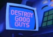 Duck Vader's spaceship is set to "DESTROY GOOD GUYS"...