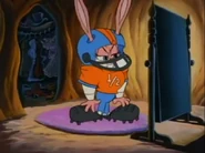 Babs dressed as a football player