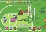 Plucky flies the ball to the goal