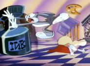 Bugs Bunny runs from Babs during her song