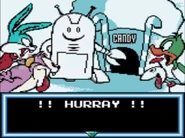 Buster, Dizzy, Stubby, Plucky, and Gogo in the ending cutscene