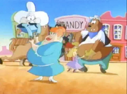 After that, Buster and his friends challenge Coyote Kid and his gang to a square dance