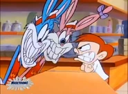 Babs and Buster as Weenie Burger employees, serving a rather nasty Montana Max