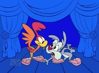 Buster and Babs unzip each other to reveal they're actually Little Beeper and Calamity Coyote, respectively. Calamity attempts to chase Beeper, but he quickly tires out and zips up the screen.