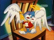 ...while Buster sees himself as an angel