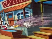 ...and tosses her into the water trough as well