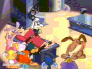 Miss Conduct laughs as a result of Barky Marky licking her bare soles