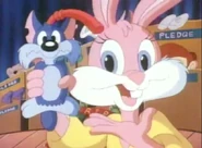 Babs offers the viewers a Furrball sport bottle