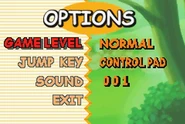 The options menu
