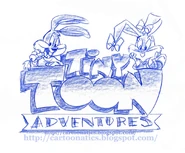 Another early artwork of the Tiny Toon Adventures logo with Buster & Babs, circa 1989-1990