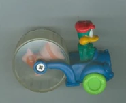 Plucky Duck with Hamton in an exercise wheel