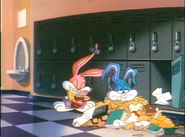 Buster cleans out his locker for the Student of the Day contest