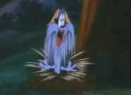 ...and lands in a thorny bush