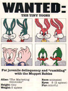 Buster, Babs, Hamton and Plucky in a Wanted poster in a Cracked magazine.