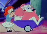 Elmyra takes Arnold home with her in a stroller