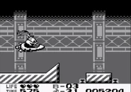 Buster rides a hovercar