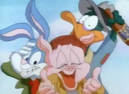 A drunken Hamton, Buster, and Plucky