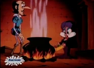 Babs as a Sorceress, who bears a striking resemblance to Morticia Addams from The Addams Family