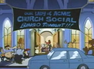 Babs requests her father to drop her, Shirley, and Fifi off at the Lady of Acme Church Social Bingo