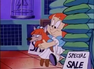 Elmyra disguises an armadillo as herself so her parents will take it home instead of her