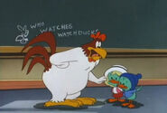 Foghorn Leghorn with his new transfer students, Frank and Ollie