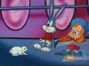 Babs eats Sandy's carrot and turns into a non-anthropomorphic white rabbit