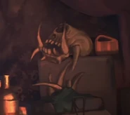 A skull of an unknown one eyed creature on Págos