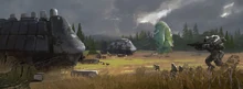 Remnant Fleet forces raid a Frontier farm (Concept art)