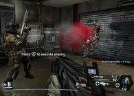 An IMC grunt is executed with the EVA-8 shotgun. Note the heavy recoil of the shotgun.