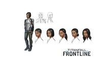 Concept art for the character who would become Arcadia in Titanfall: Assault.