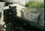 Woodhandguard.png (501 KB) The Flatline, being held one-handed. Here we can see that it may have a wooden handguard.