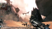 A Flyer picking off a Militia Grunt at the beginning.