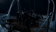 Emergency Lifeboat being loaded, as seen in the 2012 Miniseries Titanic