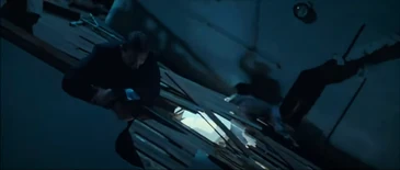 Lovejoy, holding on to the splitting ship.