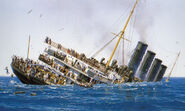 Painting of Lusitania's final moments