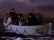 Lady Lewis and her children William and Sarah Lewis on the lifeboat