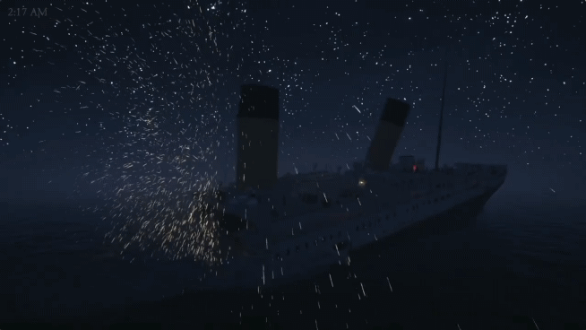 titanic breaking gif