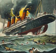 Lusitania Sinking with Explosions