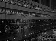 The boats being lowered